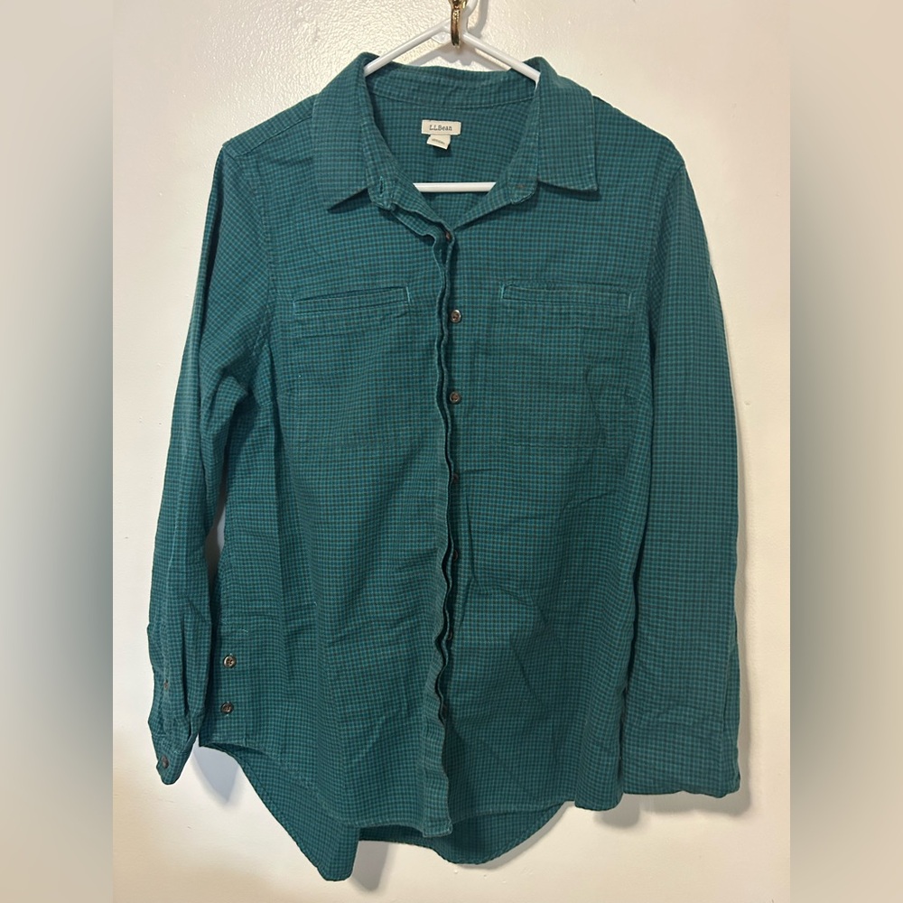 Vintage Y2K L.L. Bean green flannel button shirt